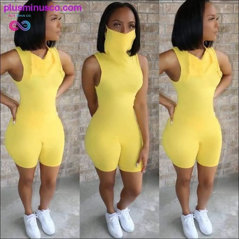 sleeveless sexy bodycon playsuit with mask summer women