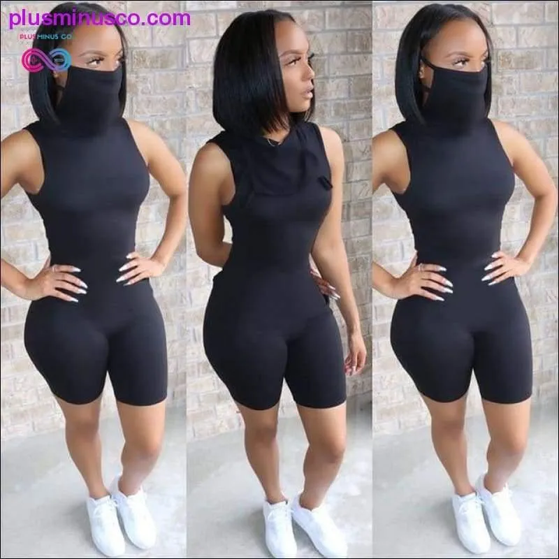 sleeveless sexy bodycon playsuit with mask summer women