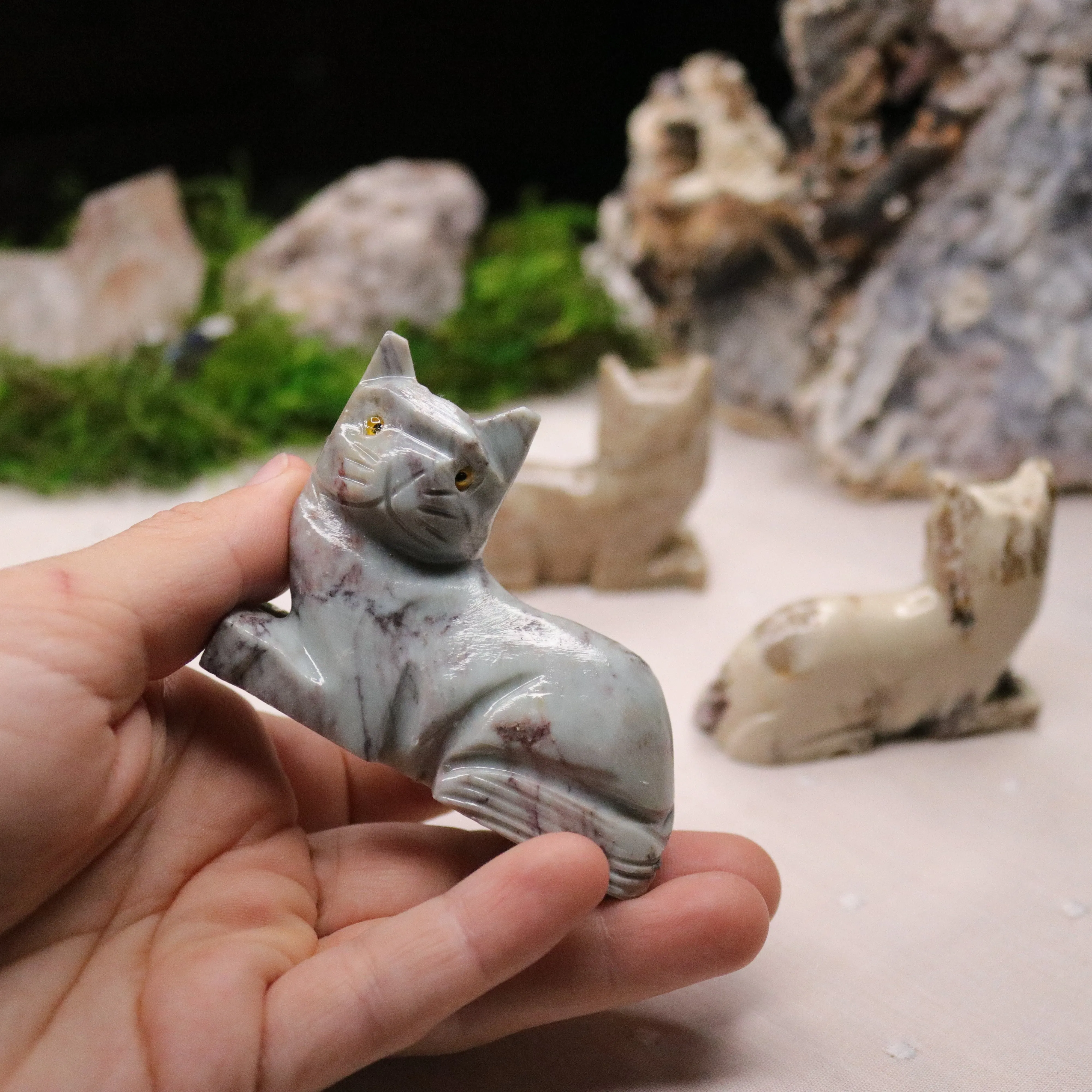 Soap Stone Cat Carving