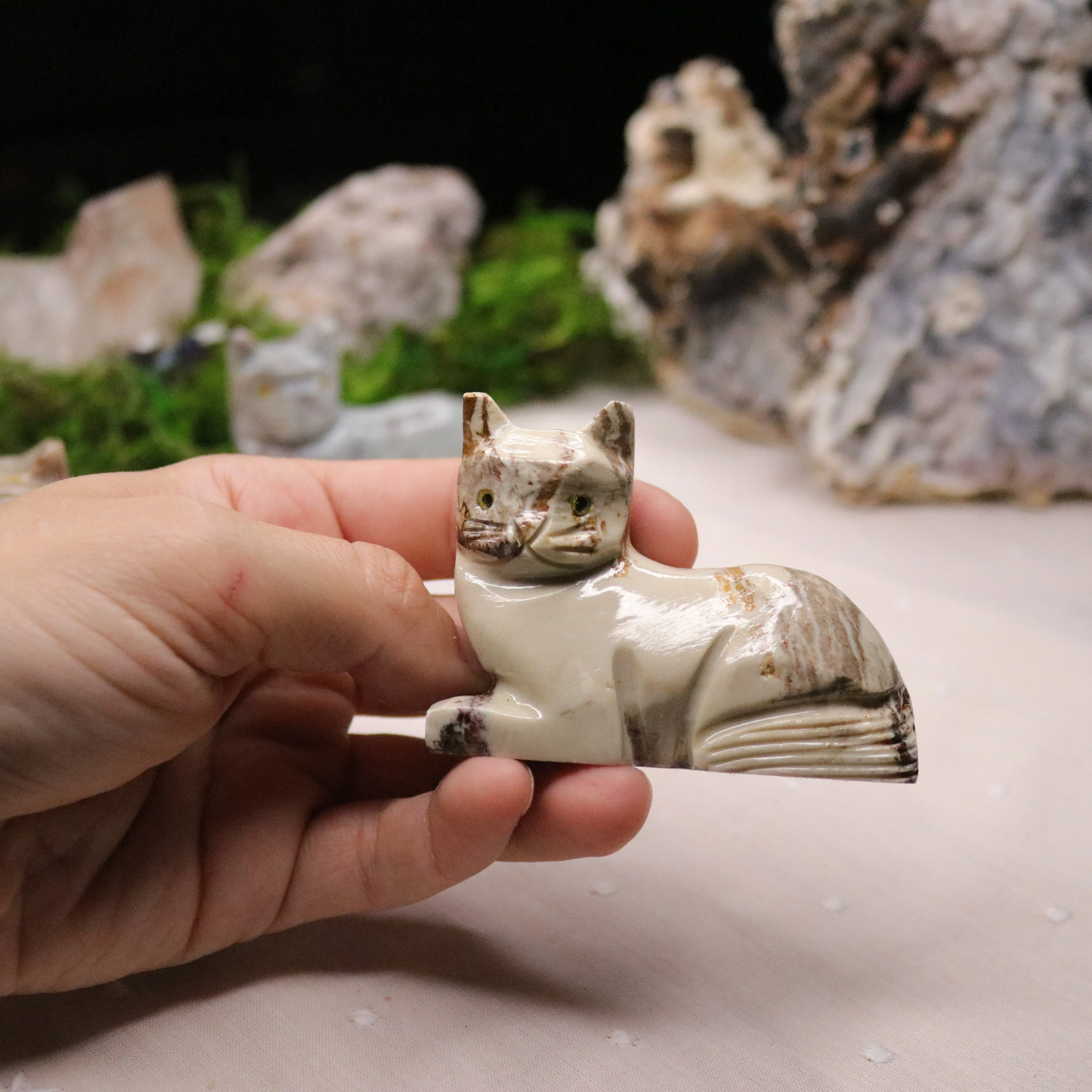 Soap Stone Cat Carving