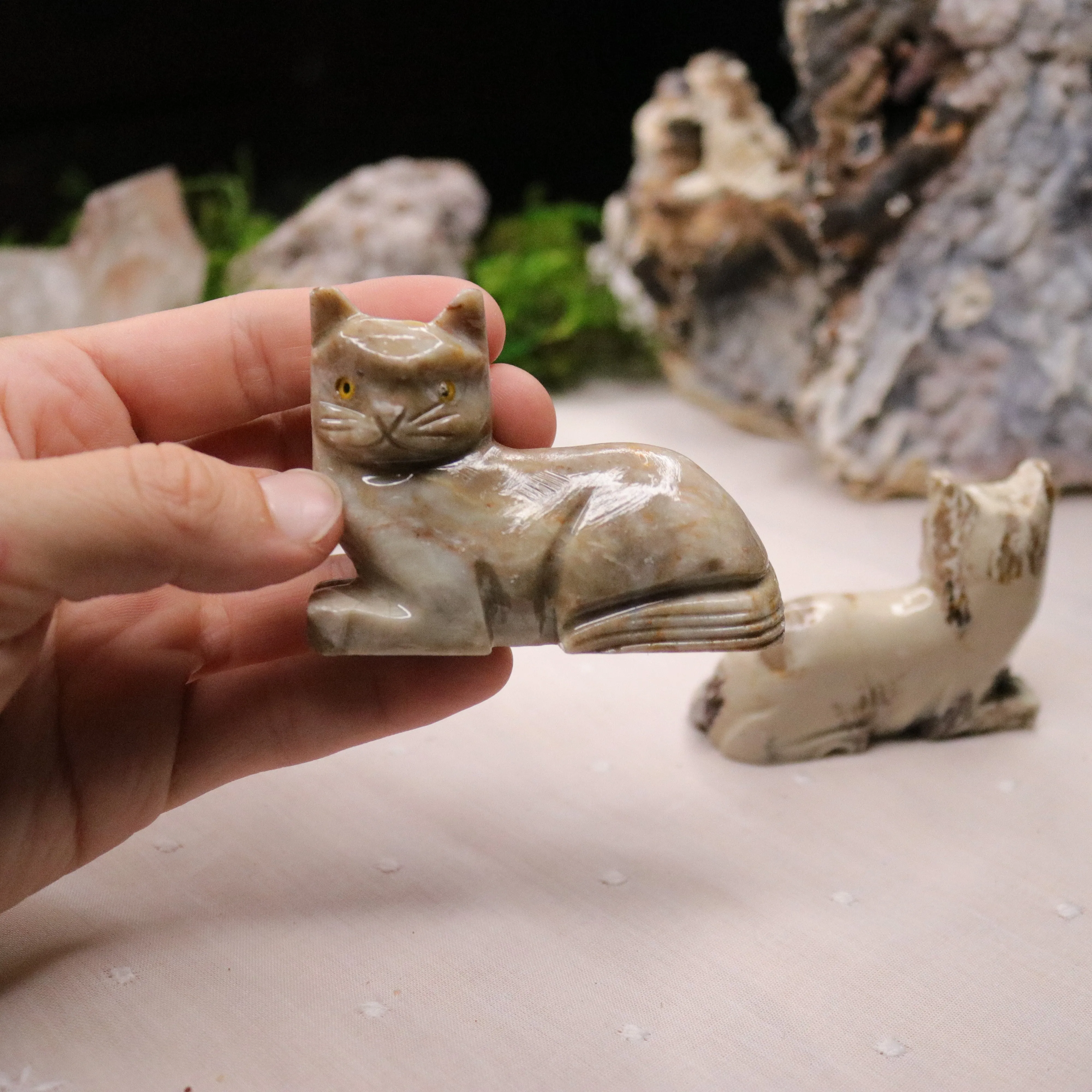 Soap Stone Cat Carving