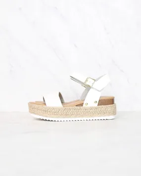 Strappy Espadrille Platform Sandals in White