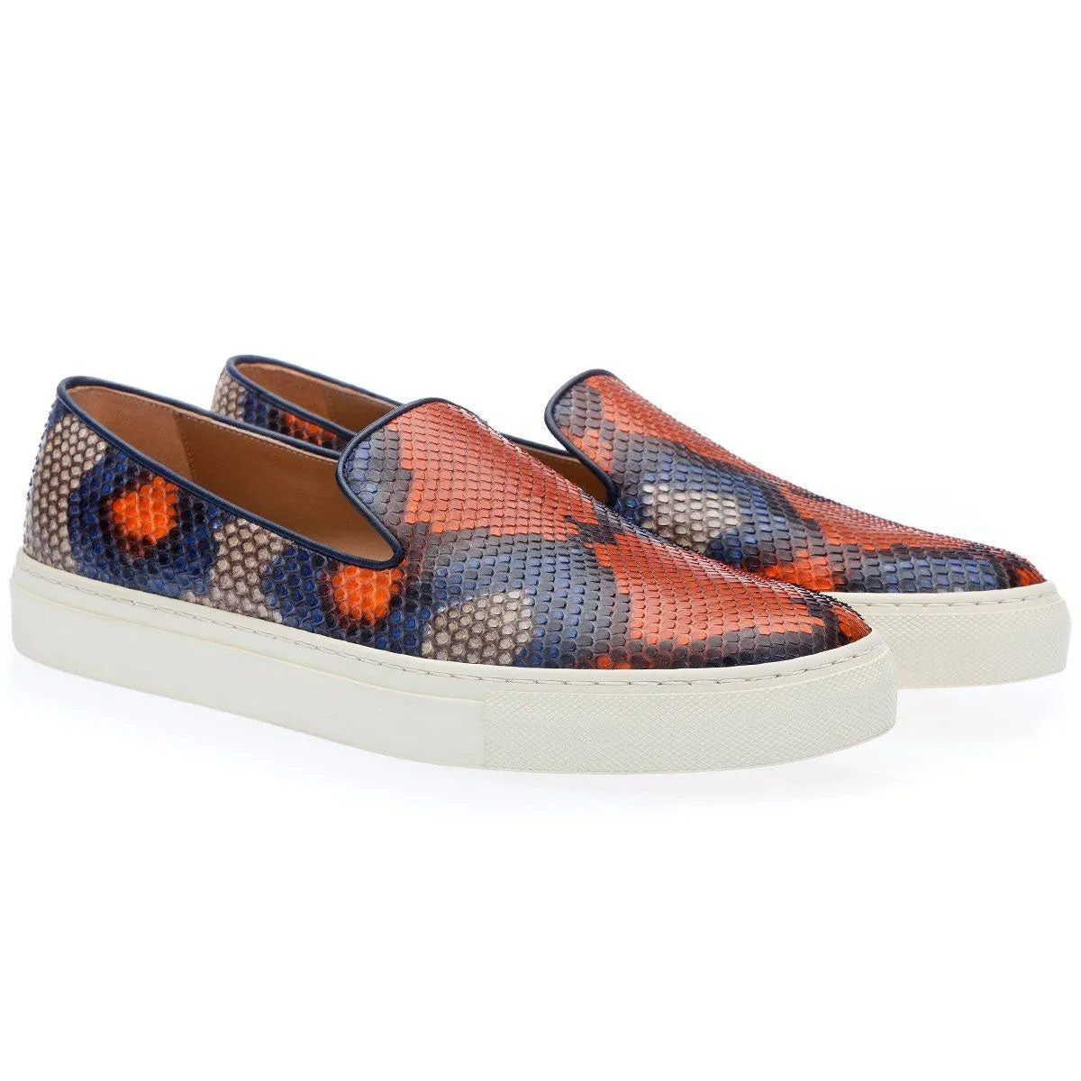 SUPERGLAMOUROUS Maxime Sunrise Men's Shoes Multi-Color Python Slip-On Skate Sneakers (SPGMS1091)