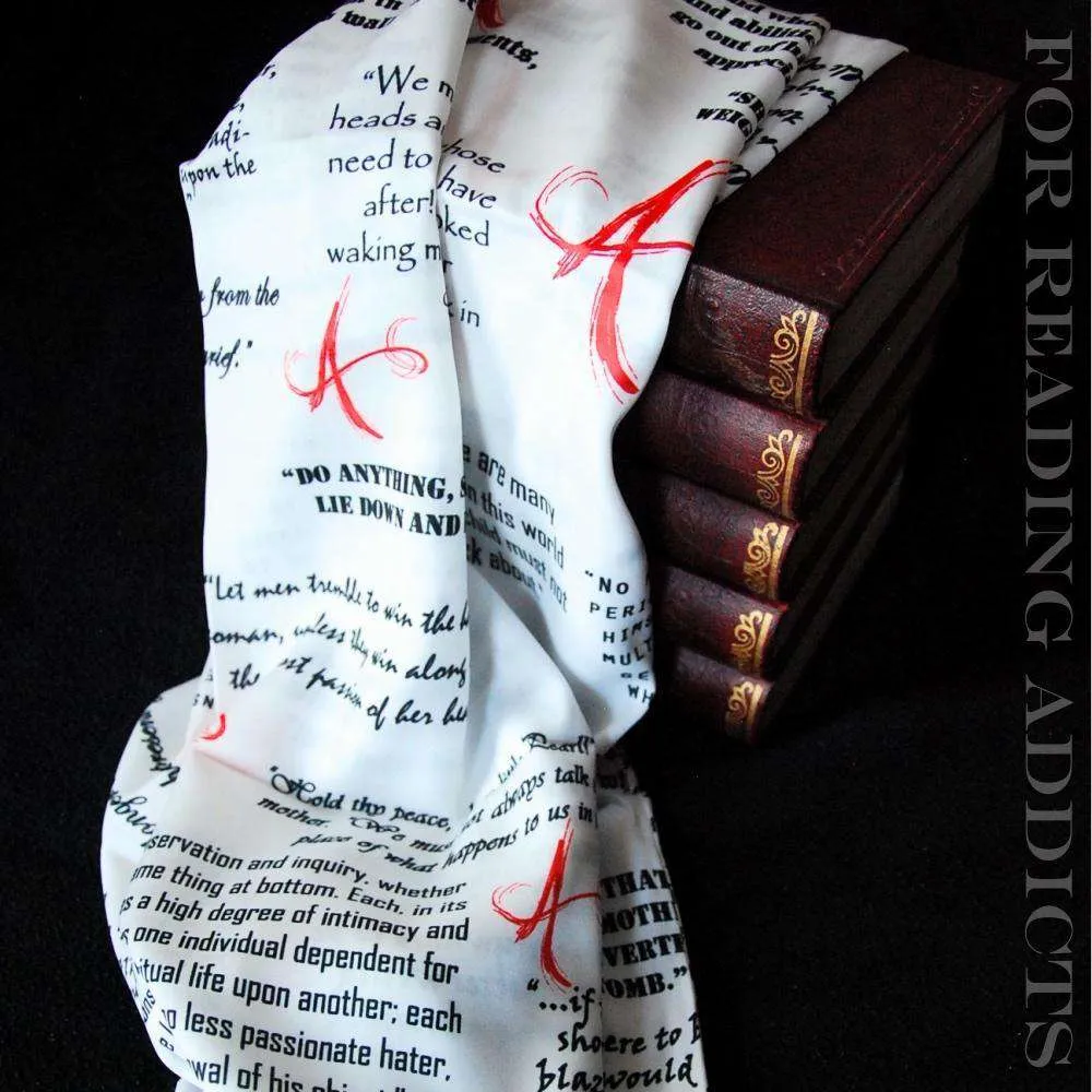 The Scarlet Letter Book White Infinity Scarf Handmade Limited Edition