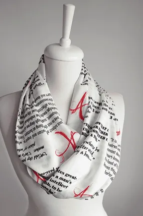 The Scarlet Letter Book White Infinity Scarf Handmade Limited Edition