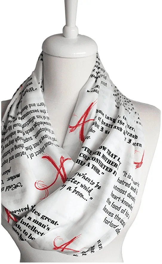 The Scarlet Letter Book White Infinity Scarf Handmade Limited Edition