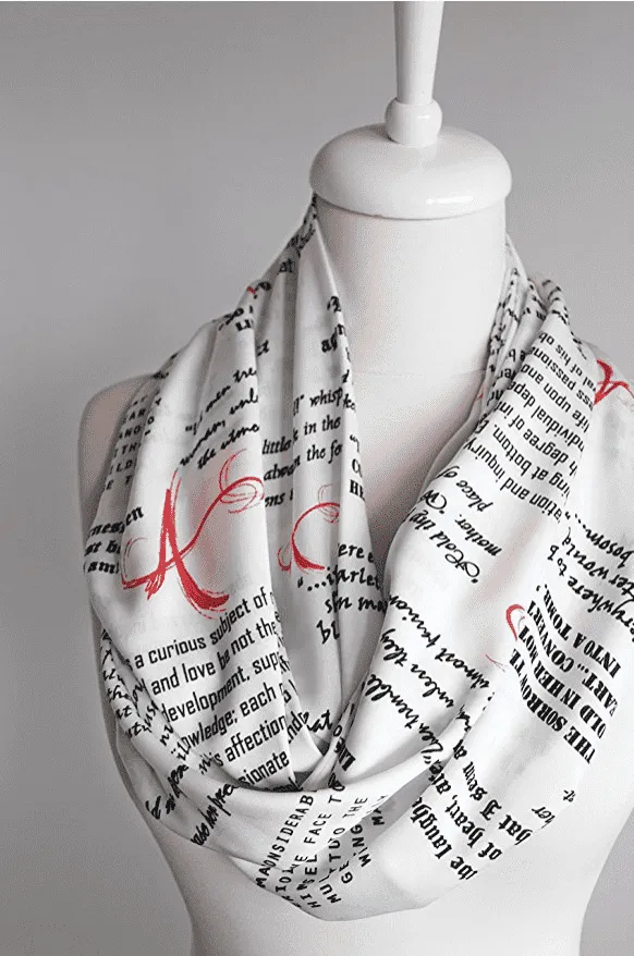 The Scarlet Letter Book White Infinity Scarf Handmade Limited Edition