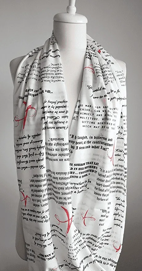 The Scarlet Letter Book White Infinity Scarf Handmade Limited Edition