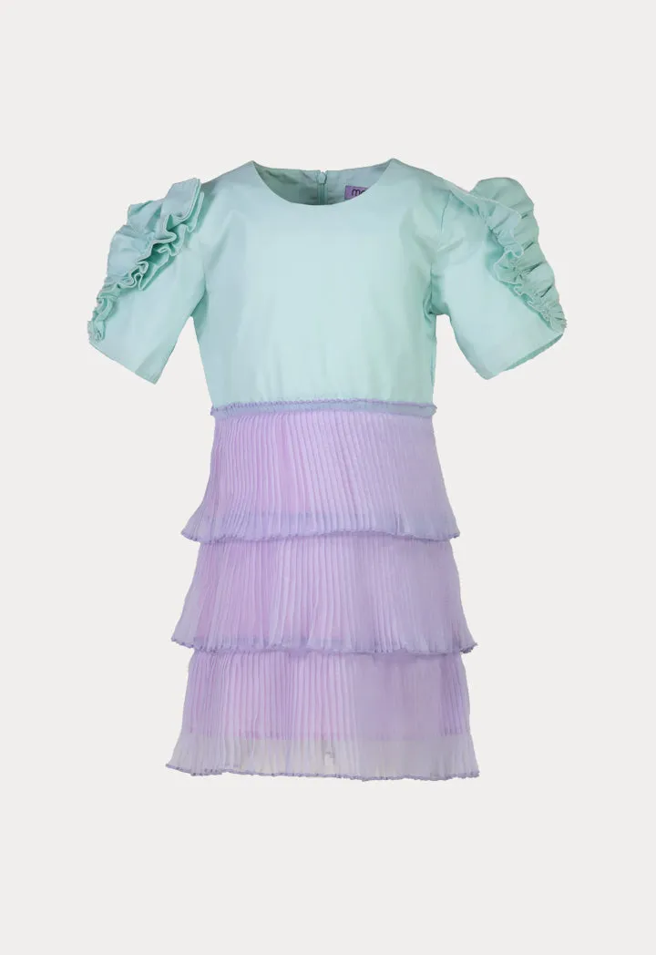 Tiered Pleated Organza Dress