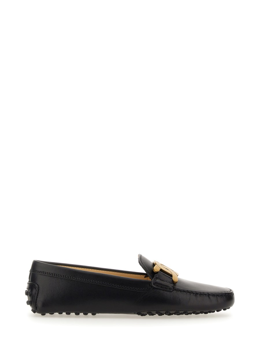 TOD'S    LEATHER GOMMINO LOAFER WITH CHAIN