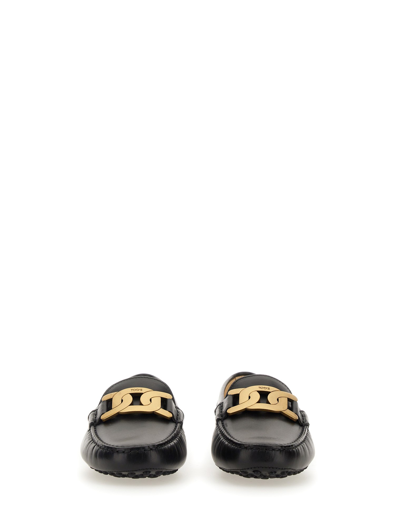 TOD'S    LEATHER GOMMINO LOAFER WITH CHAIN