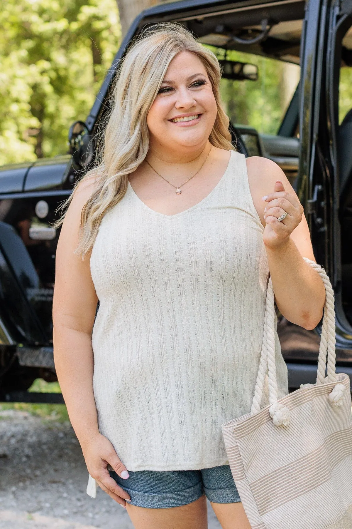 Toes In The Sand High-Low Tank- Ivory