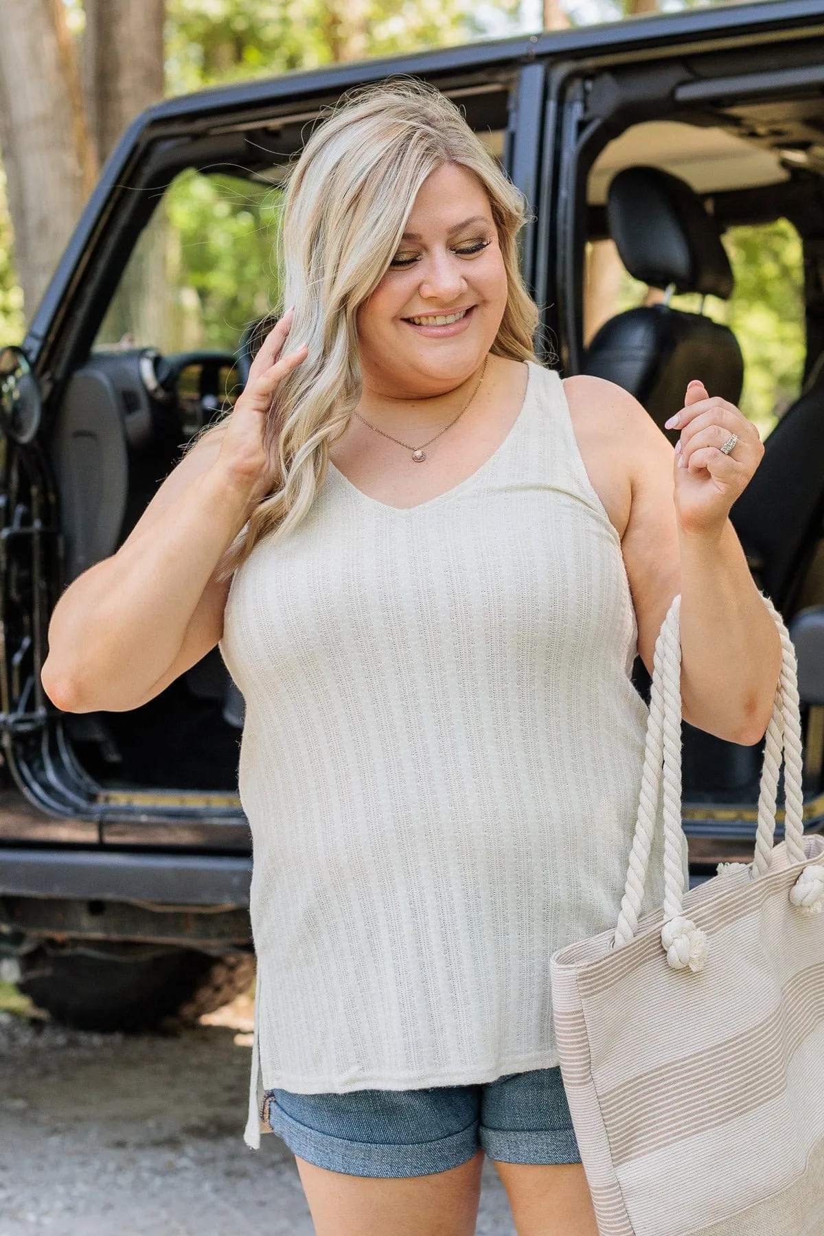 Toes In The Sand High-Low Tank- Ivory