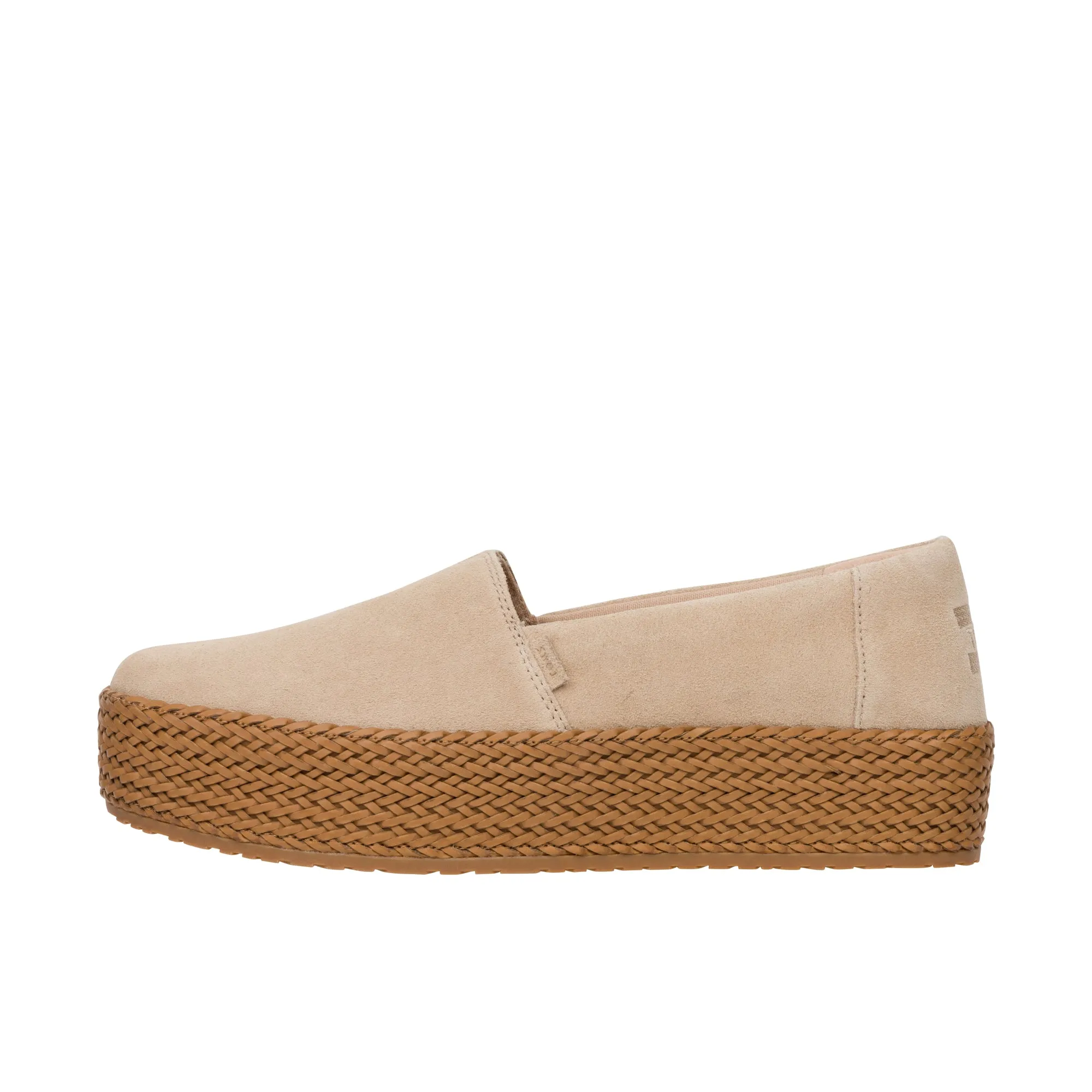 TOMS Womens Valencia Platform Espadrille Oatmeal Suede