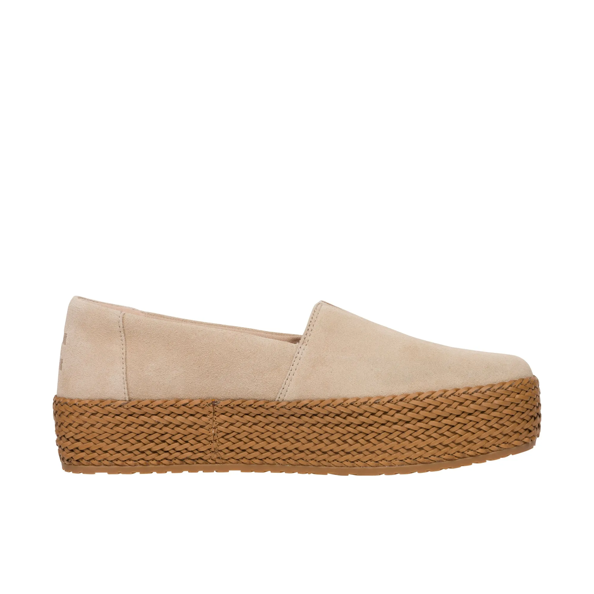 TOMS Womens Valencia Platform Espadrille Oatmeal Suede