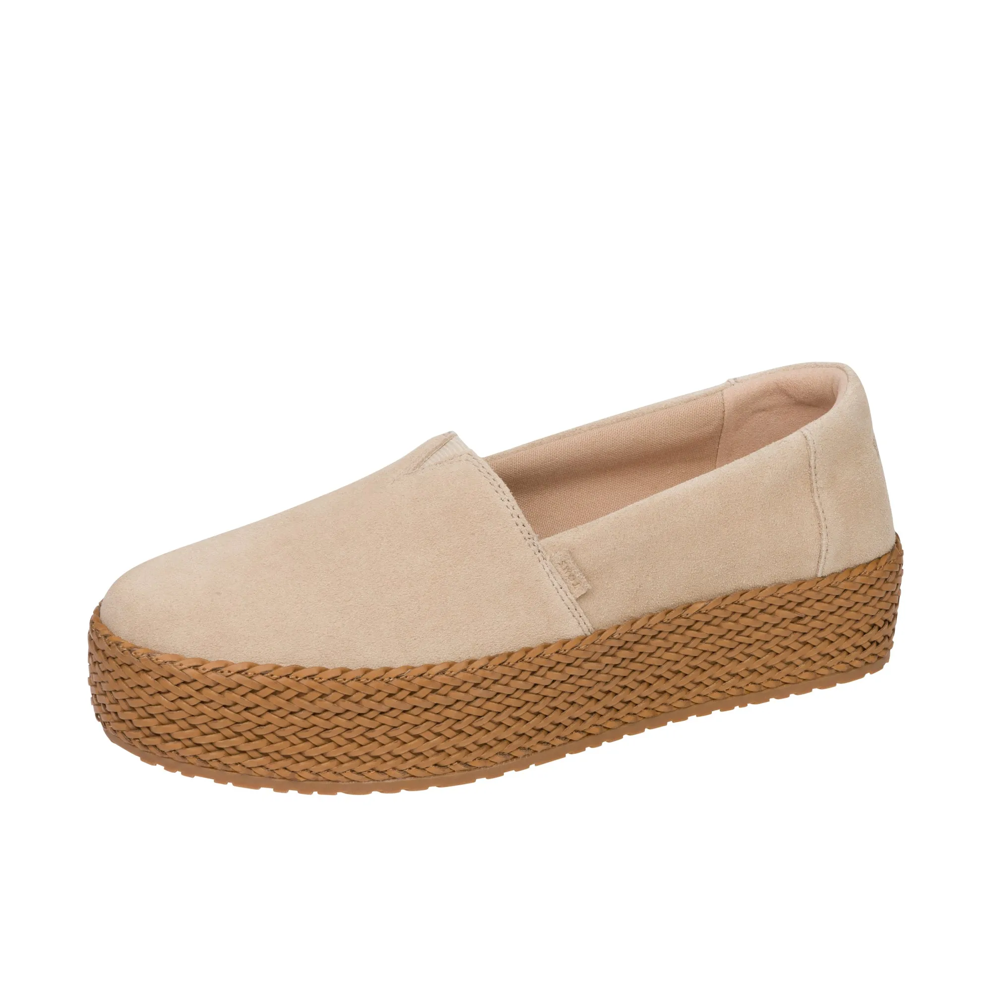 TOMS Womens Valencia Platform Espadrille Oatmeal Suede