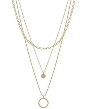 Triple Layer Matte Gold Necklace