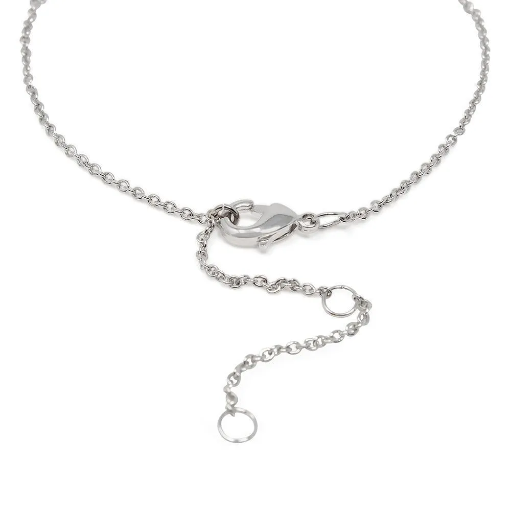 Two Layer Cubic Zirconia V Necklace Rhodium Plated