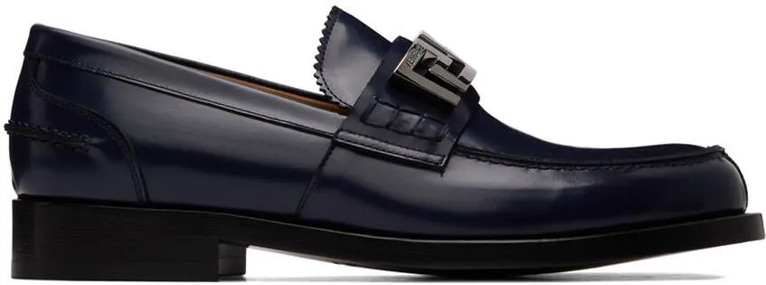 Versace Navy 'La Greca' Plaque Loafer