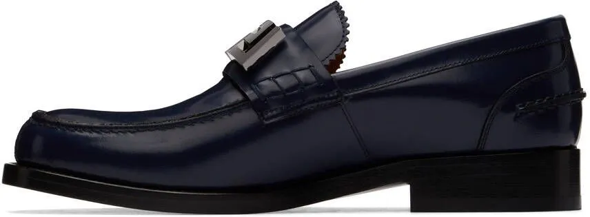 Versace Navy 'La Greca' Plaque Loafer