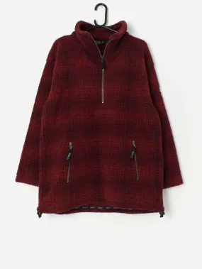 Vintage men’s plaid burg fleece in red – Large