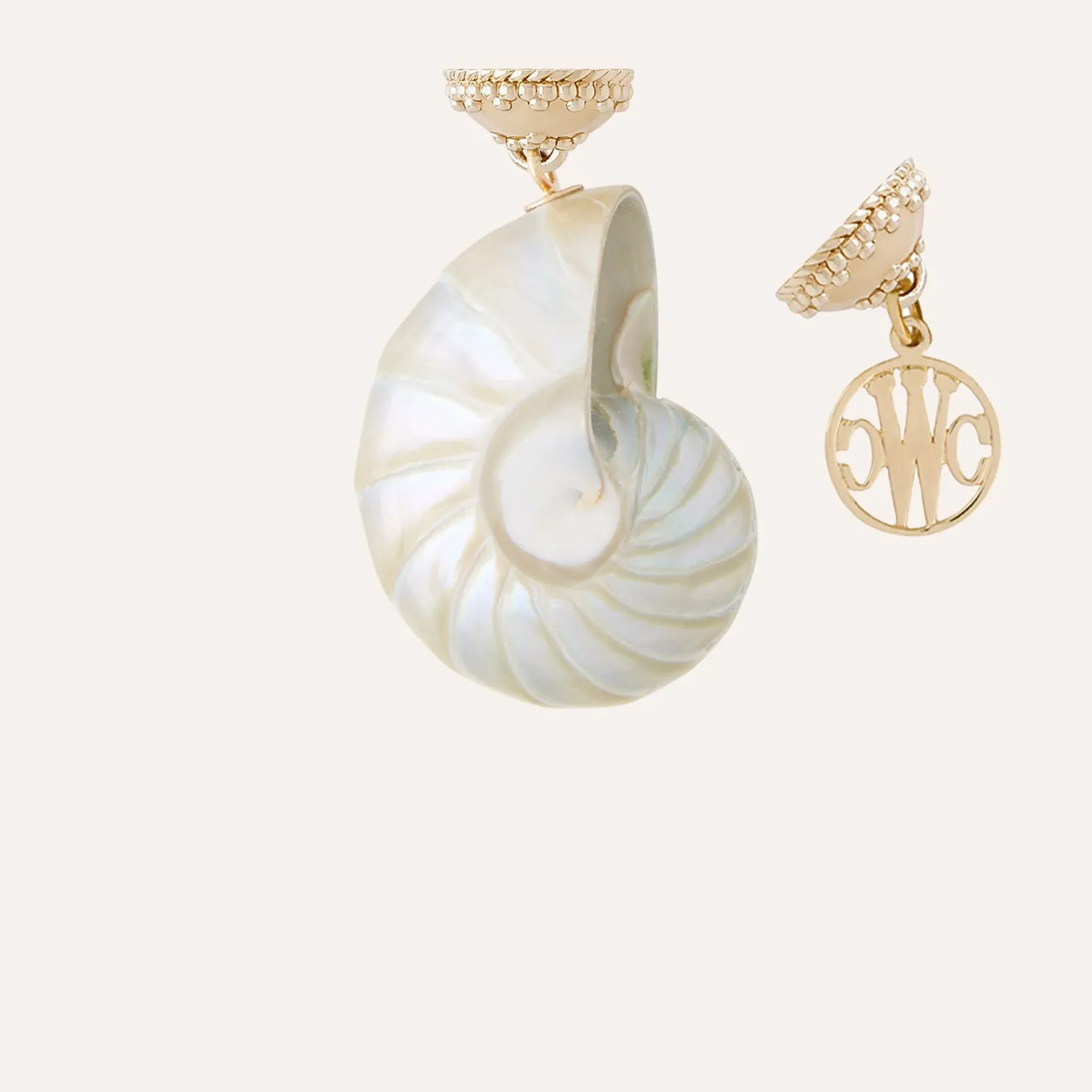 White and Grey Spiral Shell Tag