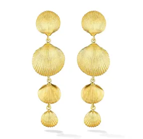 Yellow Gold Shell Drop Earrings