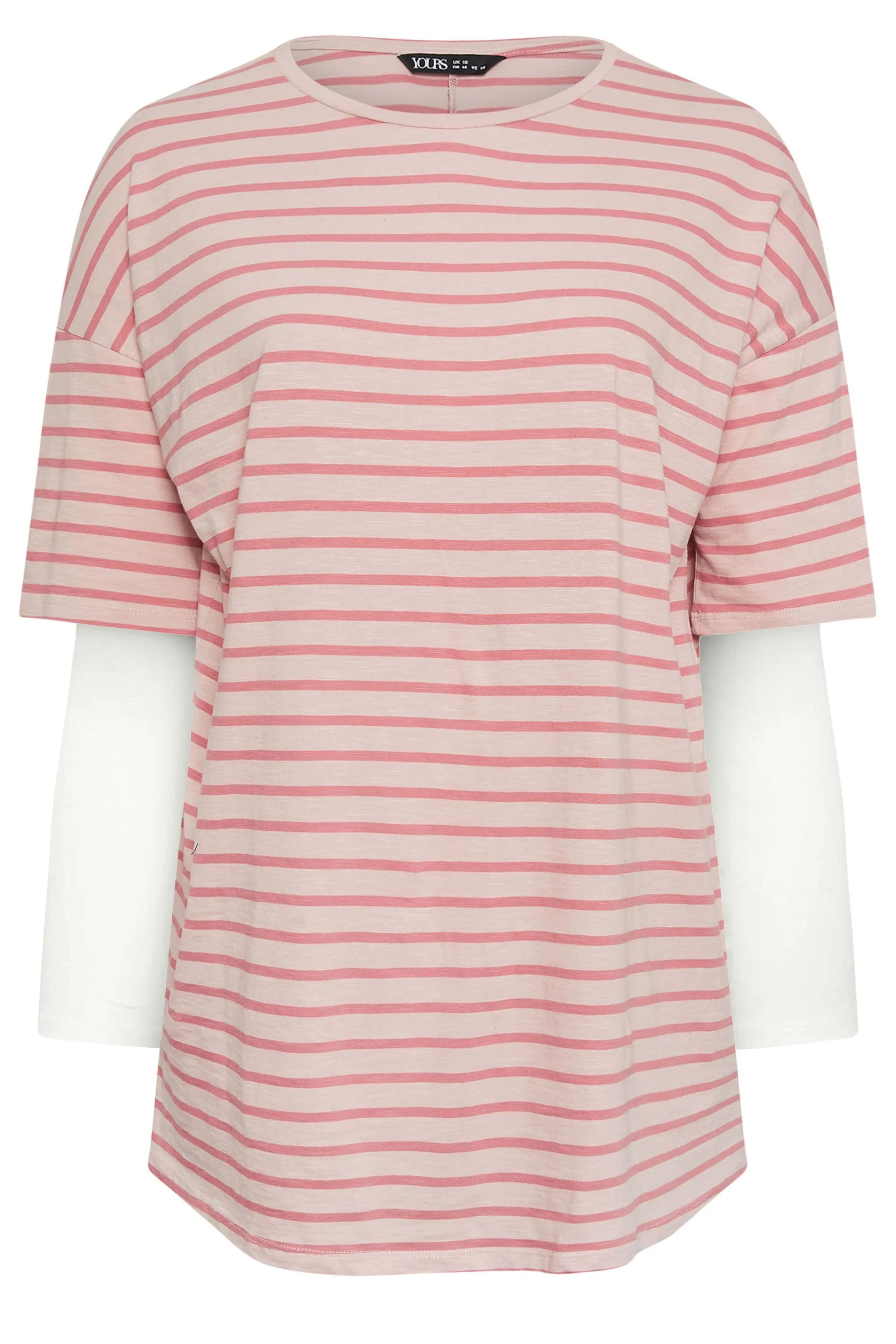 YOURS Curve Pink Stripe Double Layer Top