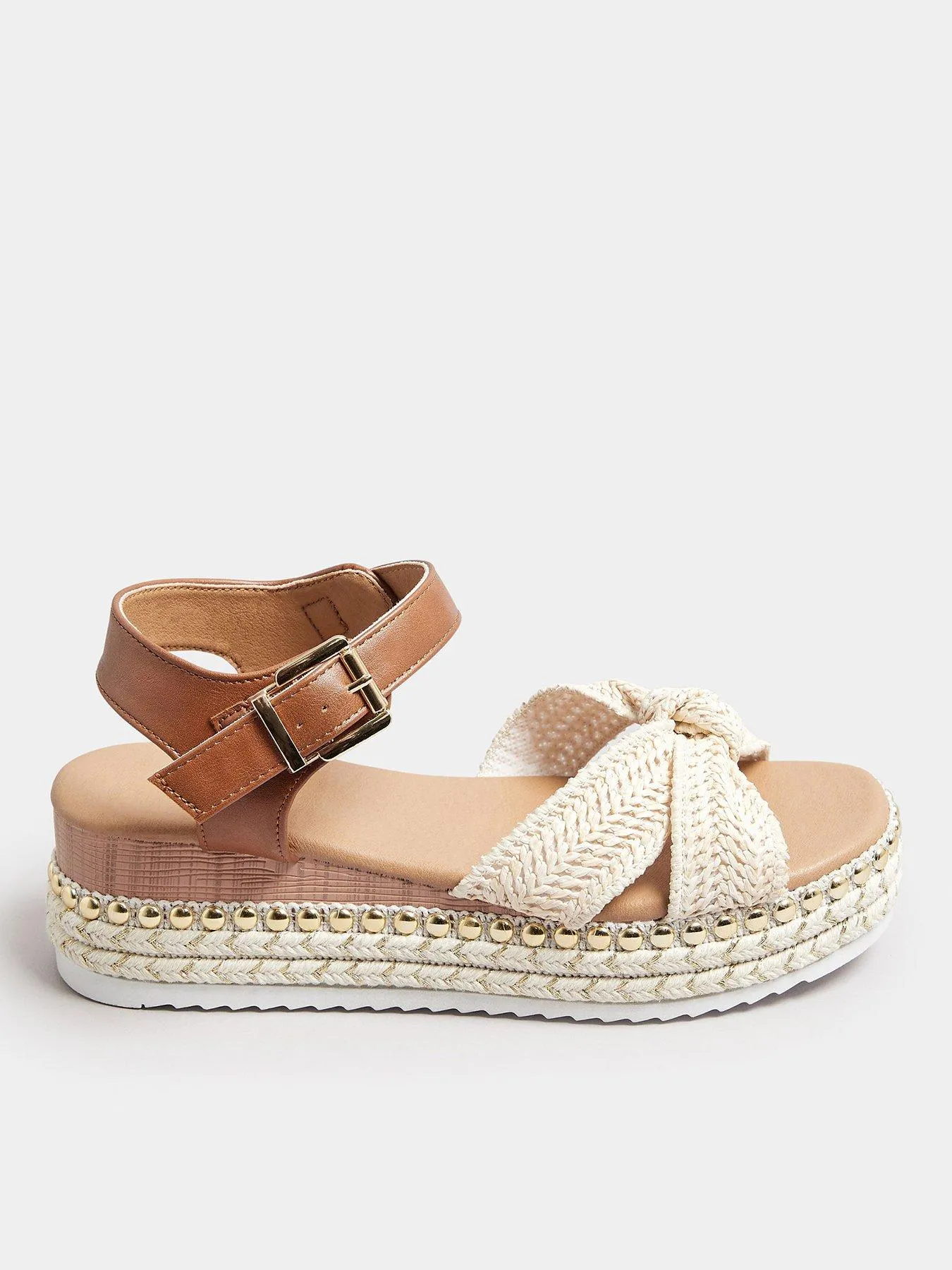 Yours Extra Wide Fit Two Part Espadrille Raffia - Natural