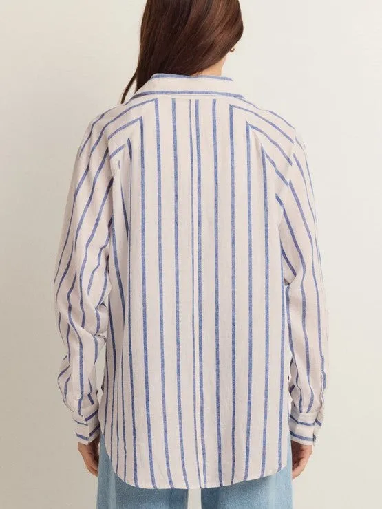 Z SUPPLY Linen Button Up Striped Top